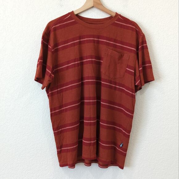 The North Face Jacquard Stripe Tee Orange Red Short Sleeve T-Shirt Men's XL Top - Picture 2 of 8